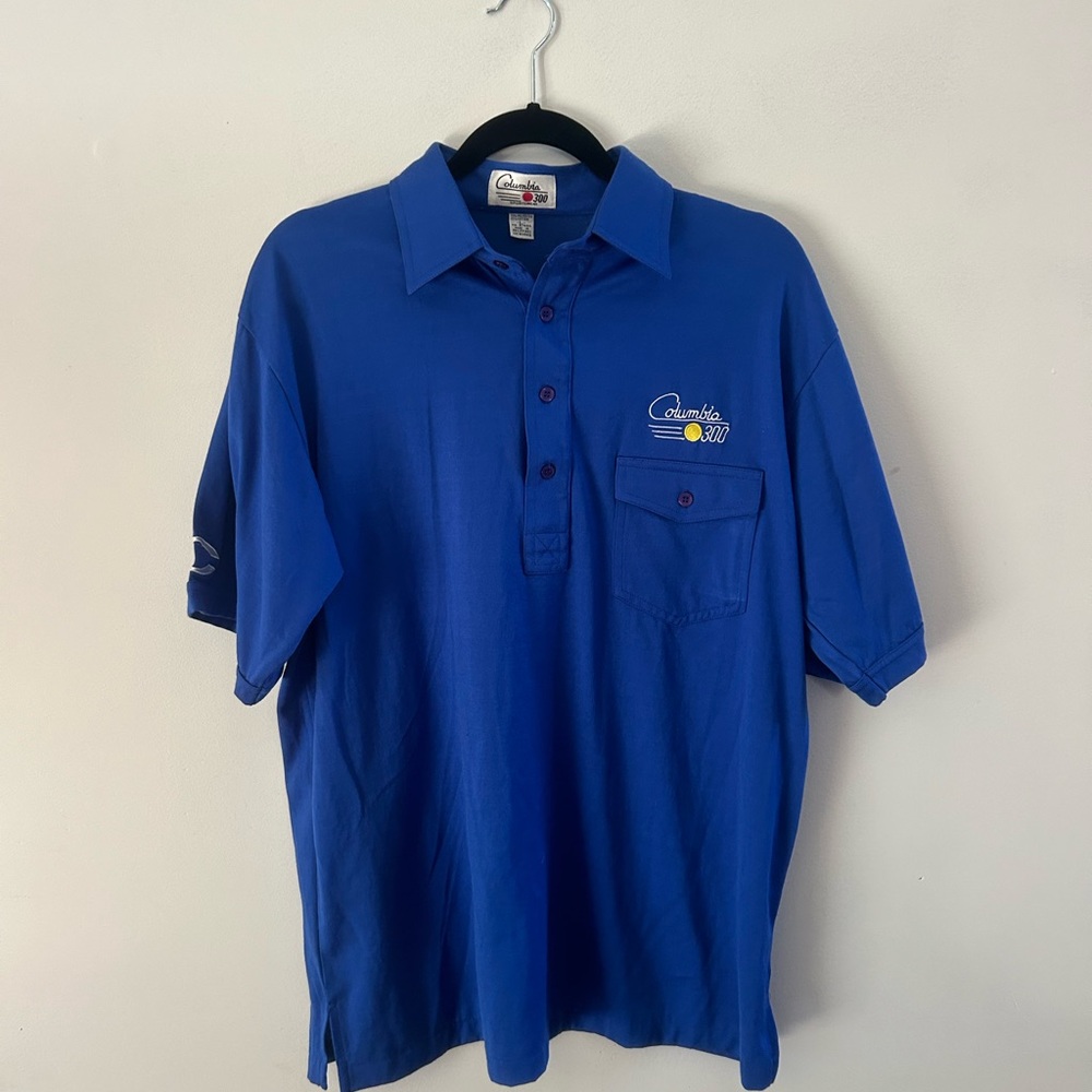 Columbia Royal Blue Short-Sleeve Polo with Chest Pocket
